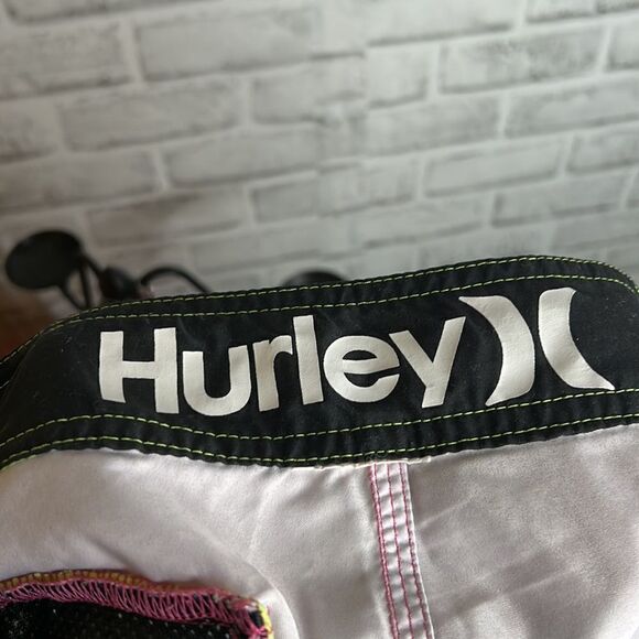 Hurley Neon Striped Bathing Suit Swim Trunks Shorts Size 30 - Picture 5 of 5